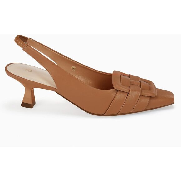 Women's Slingback Kitten Heels Low Dress Shoes Pointed Toe Party Office Pumps - Picture 3 of 5